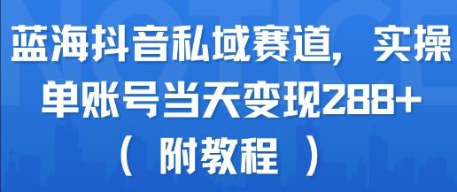 蓝海抖音私域赛道，实操单账号当天变现288+(附教程)-小Z博客