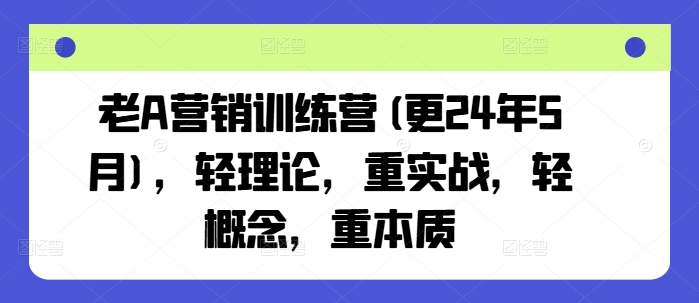 老A营销训练营(更25年7月)，轻理论，重实战，轻概念，重本质-小Z博客